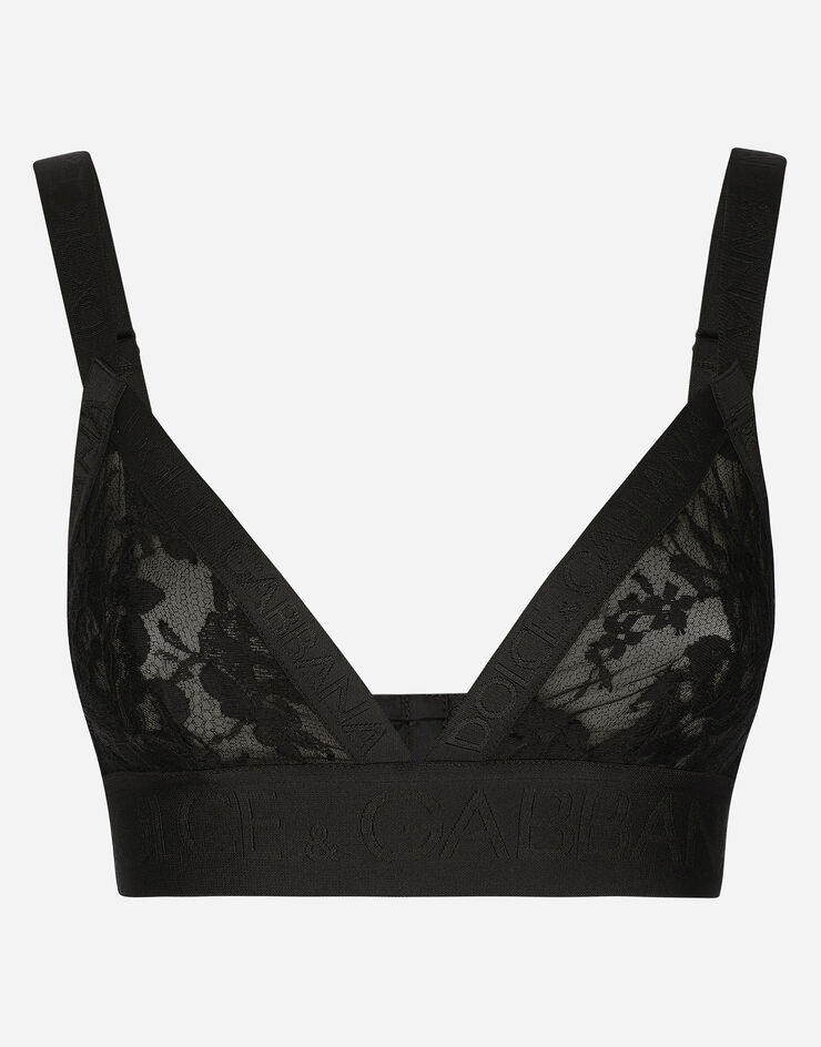 Lace triangle bra in Black for