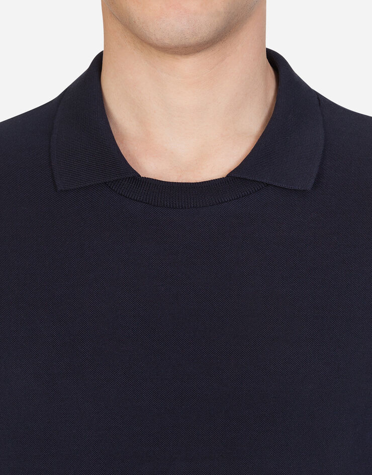 Dolce & Gabbana Piqué cotton polo shirt with patch AZUL G8KC5TFU7EN