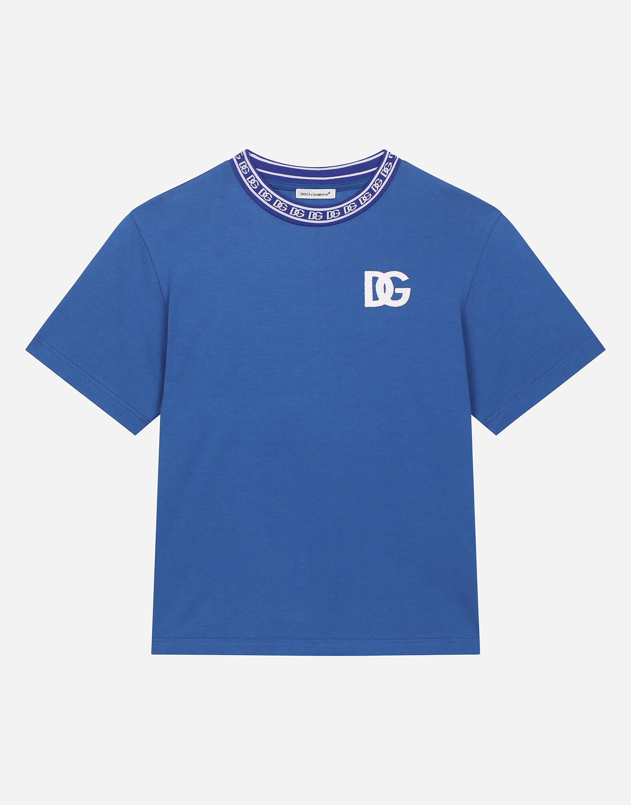 Dolce & Gabbana Jersey T-shirt with DG logo Beige L4JWKLG7NXC