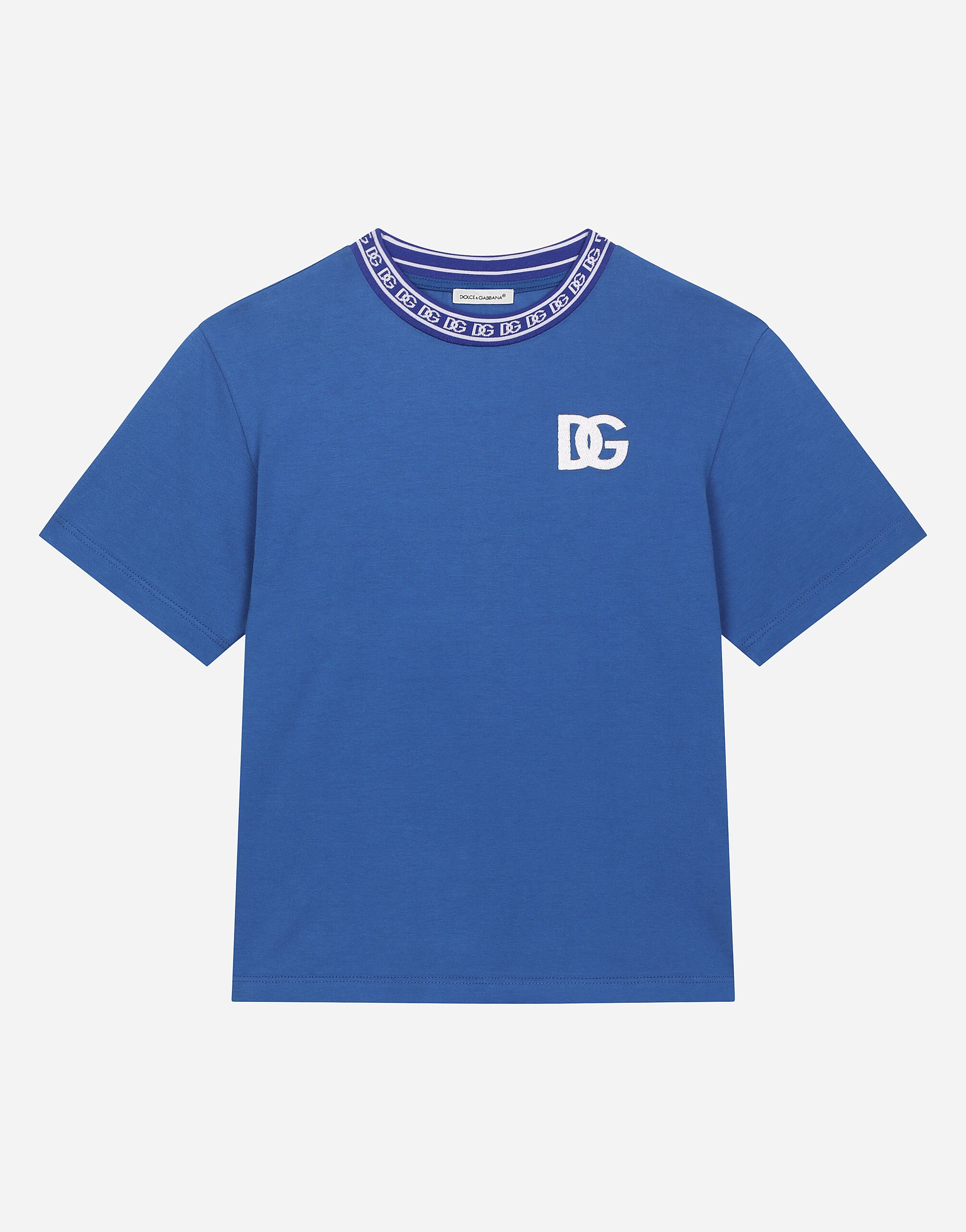 Jersey T-shirt with DG logo in Blue for Boys | Dolce&Gabbana® US