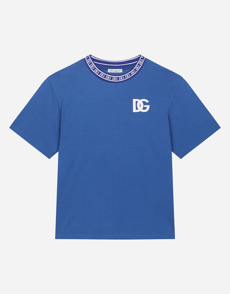 Dolce & Gabbana Camiseta de punto con logotipo DG Azul L4JTEYG7IK1