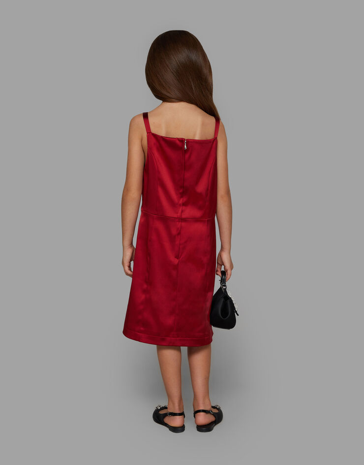 Dolce&Gabbana Abito senza maniche in raso Red L53DR7FURHM