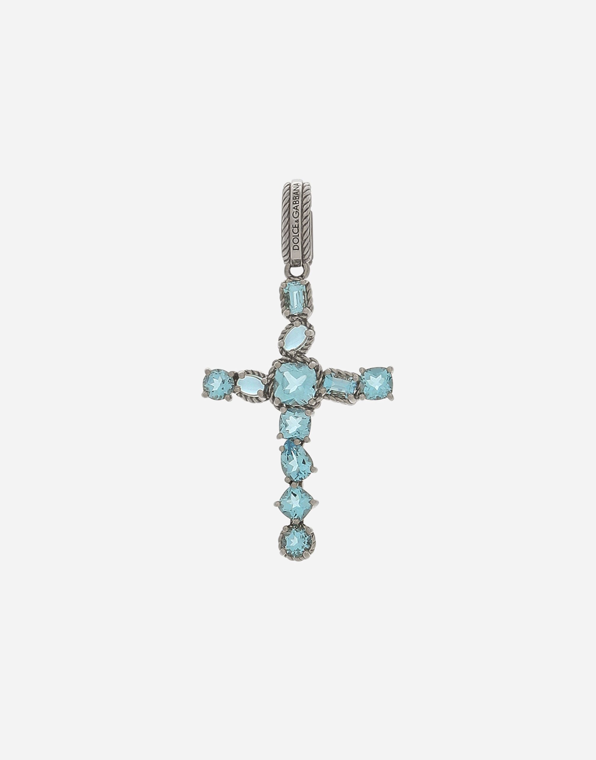 Dolce & Gabbana Anna charm in white gold 18kt with light blue topazes White WAQA3GWTOLB