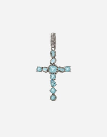 Dolce & Gabbana Anna charm in white gold 18kt with light blue topazes White WAQA3GWTOLB