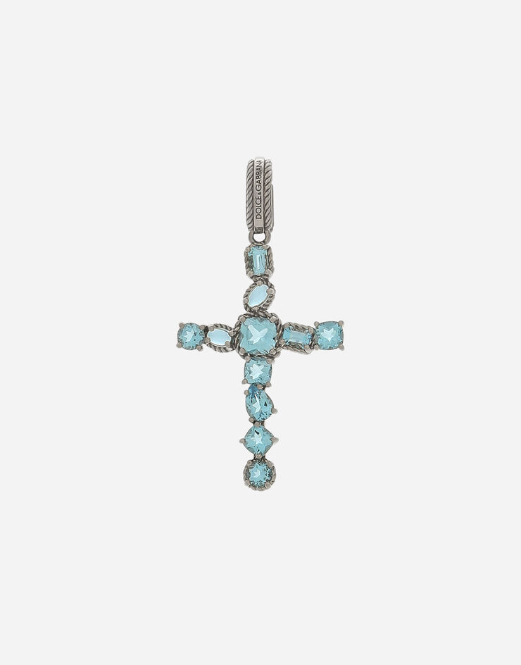 Dolce & Gabbana Anna charm in white gold 18kt with light blue topazes White WAQA8GWTOLB