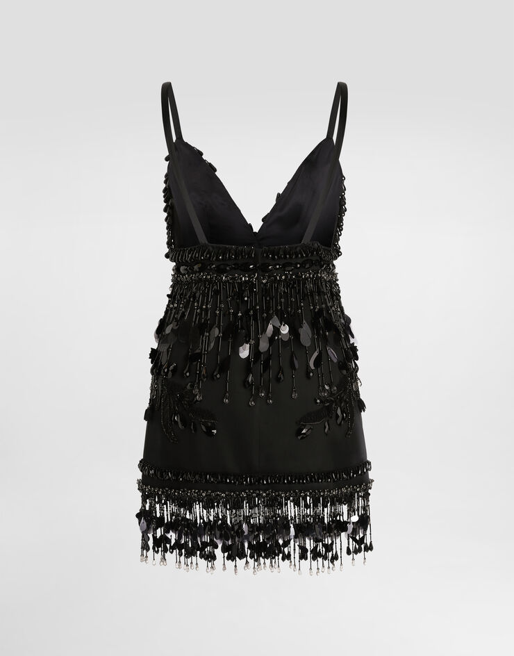 Dolce & Gabbana Satin dress with embroidery Multicolor F60DKZGDDI8