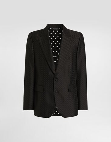 Dolce & Gabbana Single-breasted sicilia light jacket with micro pattern jacquard Black G2TV4THJMQY