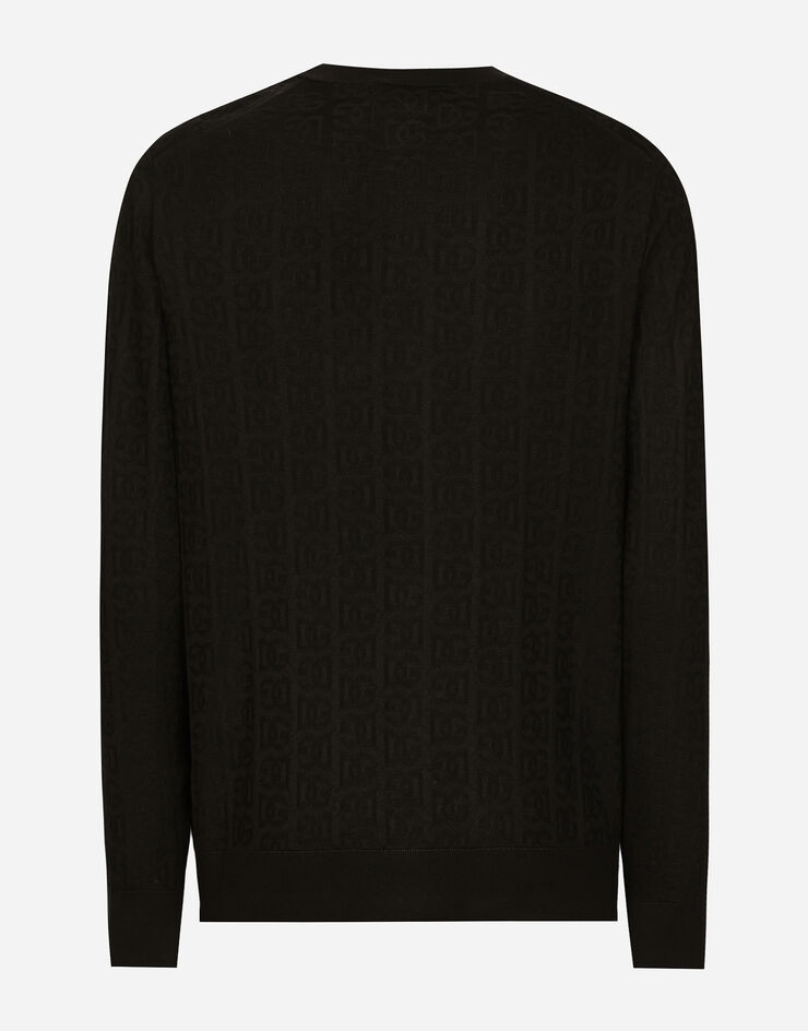 Dolce & Gabbana Cardigan en soie à logo DG Noir GXV01TJBSKE
