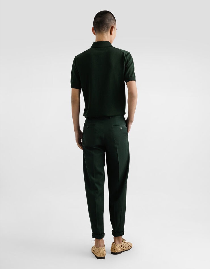 Dolce & Gabbana 羊毛帆布卷边长裤 绿 GP11XTFU2OW