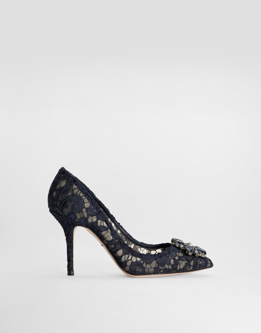 Lace rainbow pumps with brooch detailing
