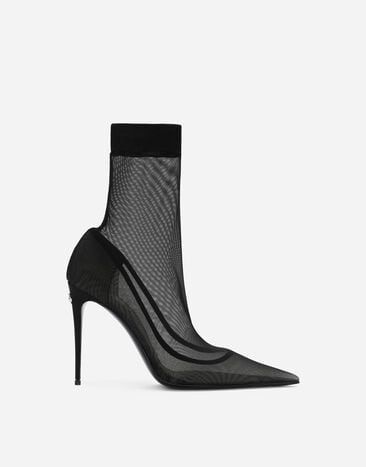 Dolce & Gabbana KIM DOLCE&GABBANA Stretch tulle ankle boots White CR0739AV967
