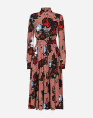 Dolce & Gabbana Robe-chemise en charmeuse à imprimé roses vintage Imprimé F6GAZTHS5Q0
