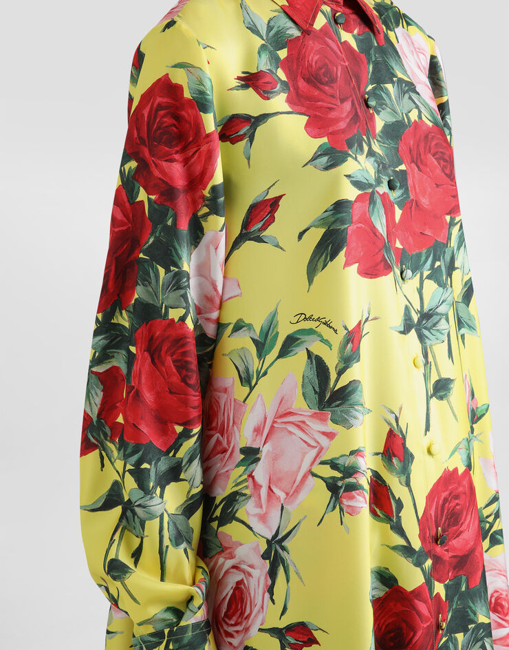 Dolce & Gabbana 花束印花丝缎长衫 版画 F6DJPTIS1XH