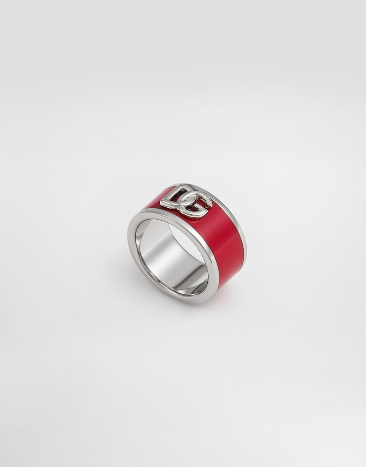 Dolce & Gabbana Enameled DG logo ring Fuchsia WRP6L2W1111
