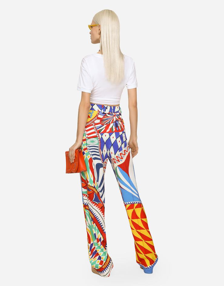 Dolce&Gabbana Flared Carretto-print charmeuse pants Multicolor FTB2YTHPADZ