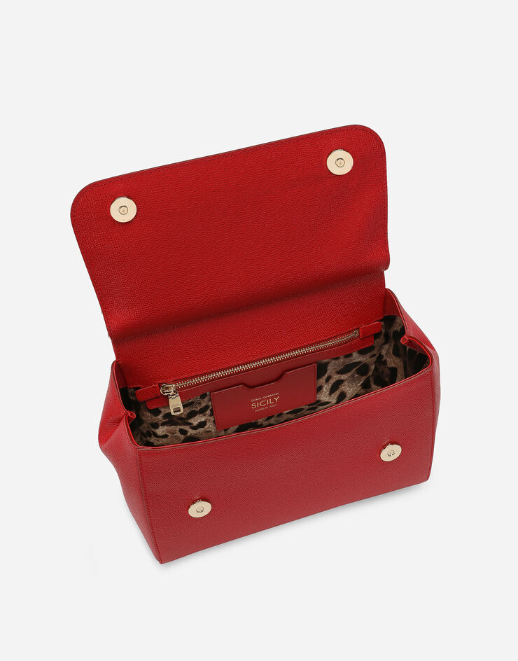 Dolce & Gabbana Borsa Sicily media in pelle dauphine Rosso BB4347A1001