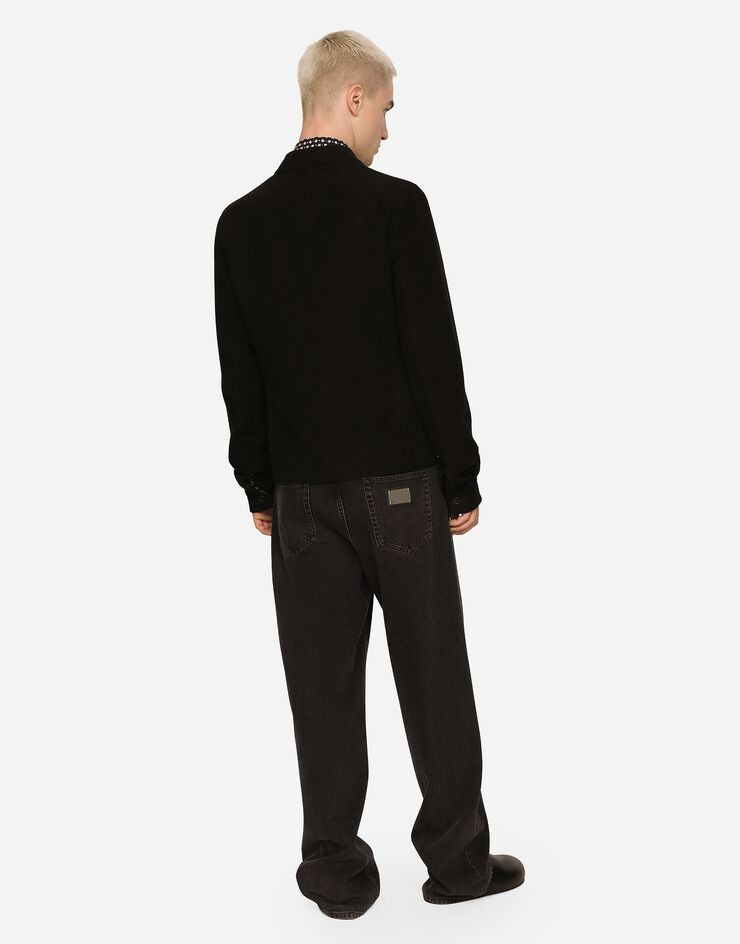 Dolce&Gabbana Sporty stretch fustian shirt with multiple pockets Black G5KV4TFUWD1