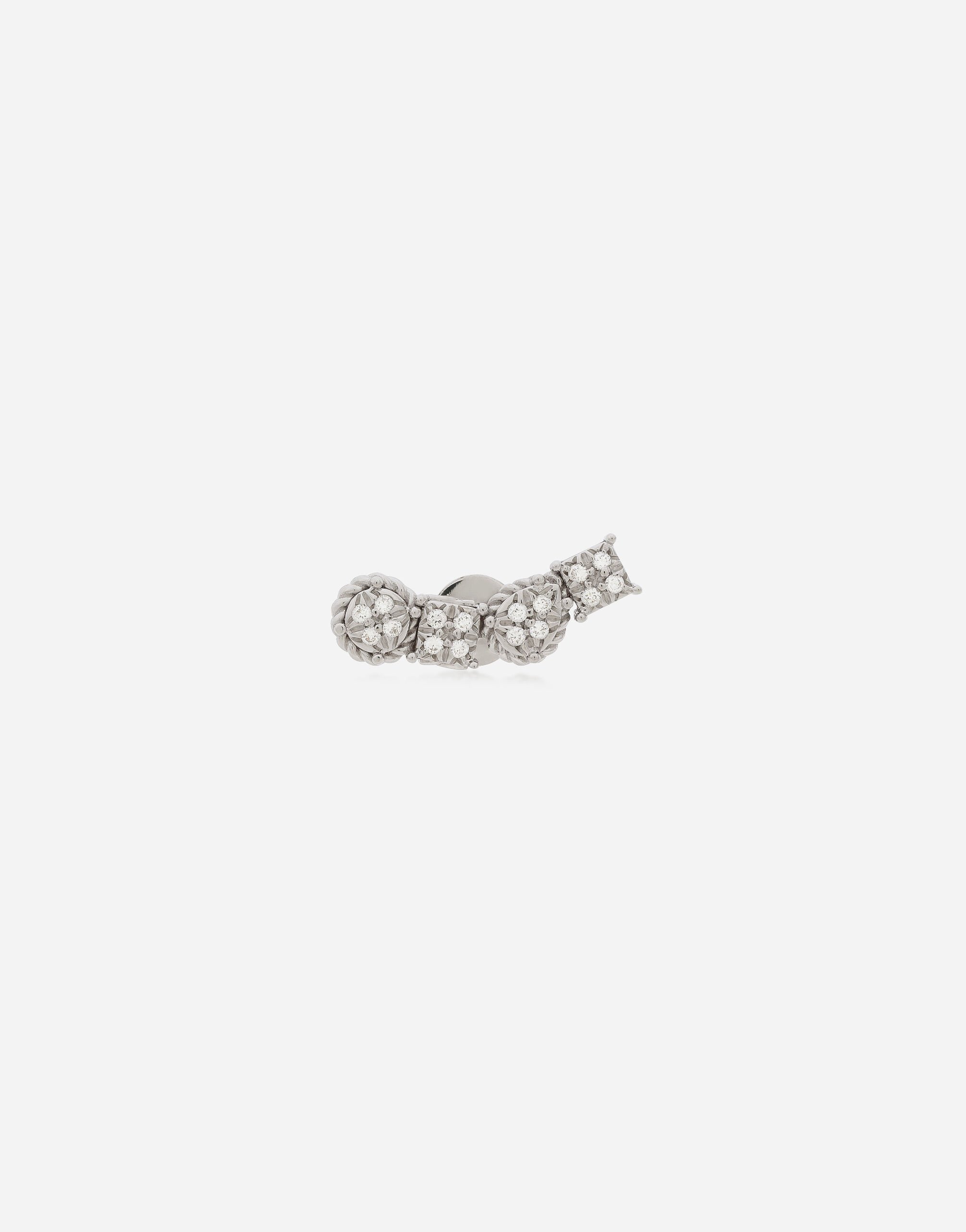 Dolce & Gabbana Orecchino singolo in oro bianco 18kt con pavé di diamanti Oro WERA2GWPE01