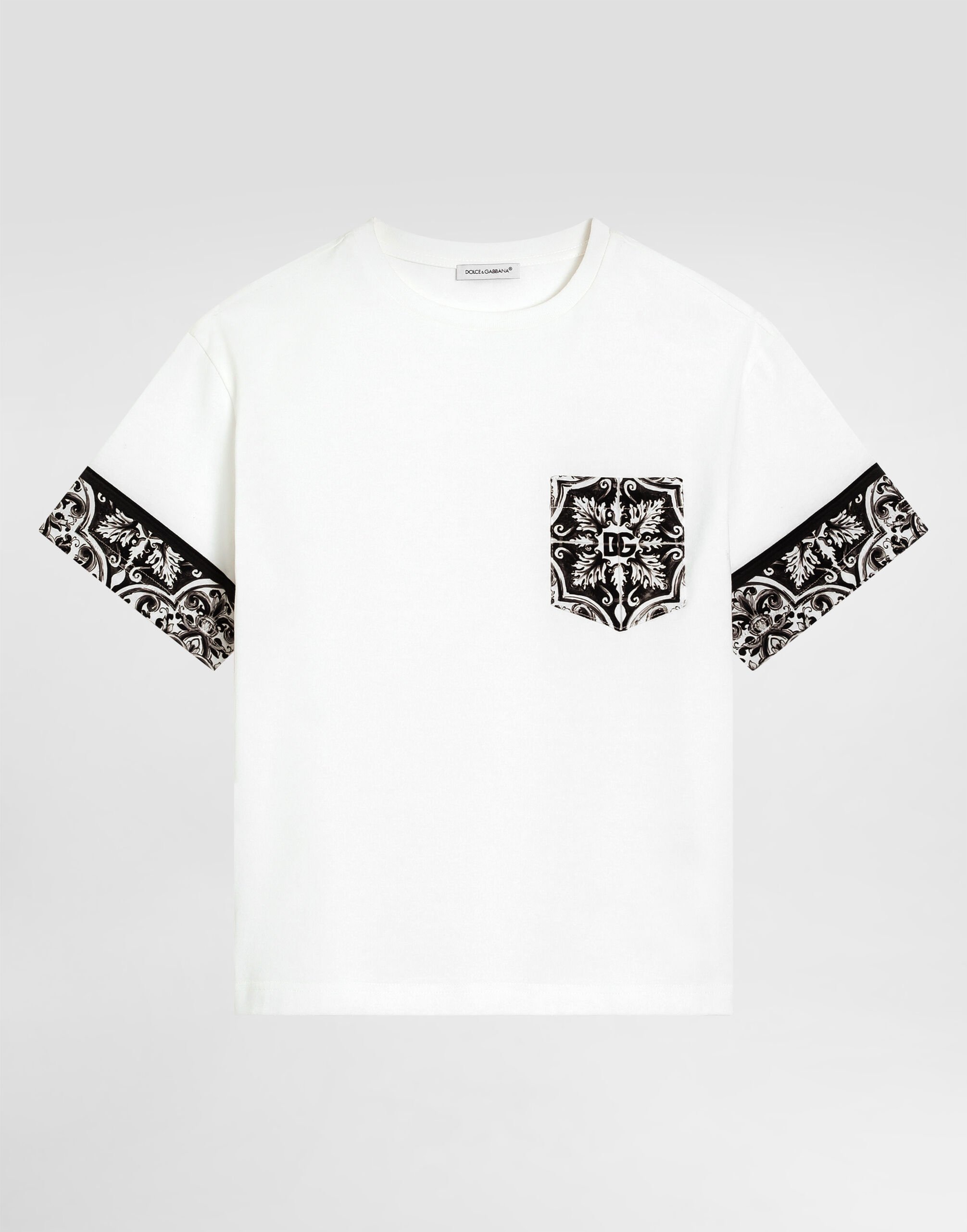 【DOLCE&GABBANA】マヨリカプリント コットンジャージー Tシャツ マルチカラーのメンズ マヨリカプリント ショートスリーブ T
