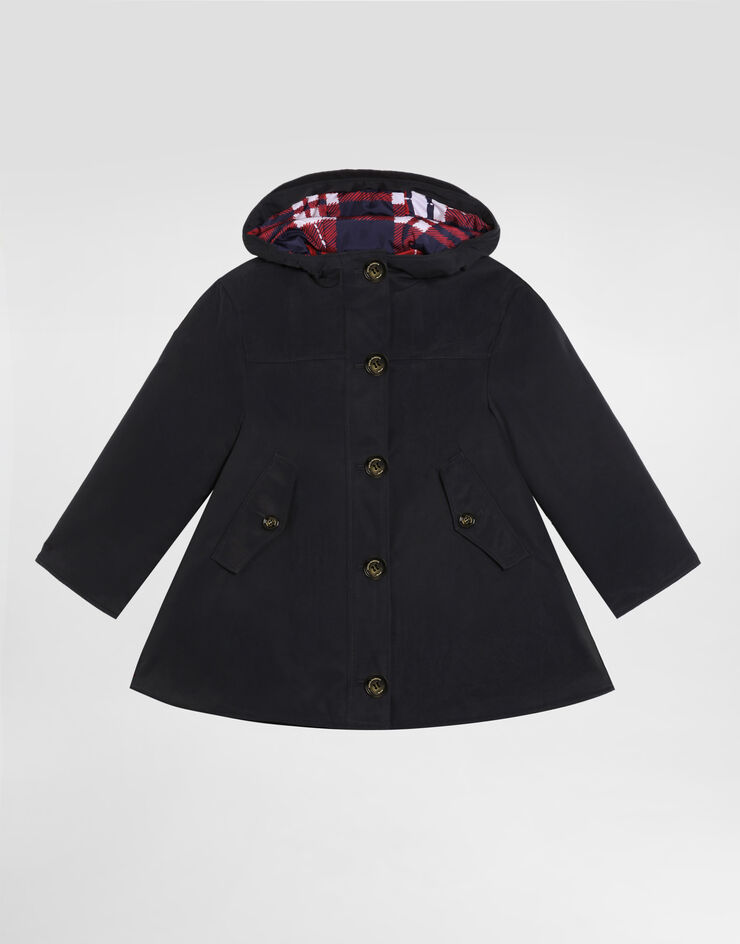 Dolce & Gabbana Single-breasted coat in waxed gabardine Blue L54C60HUMVN