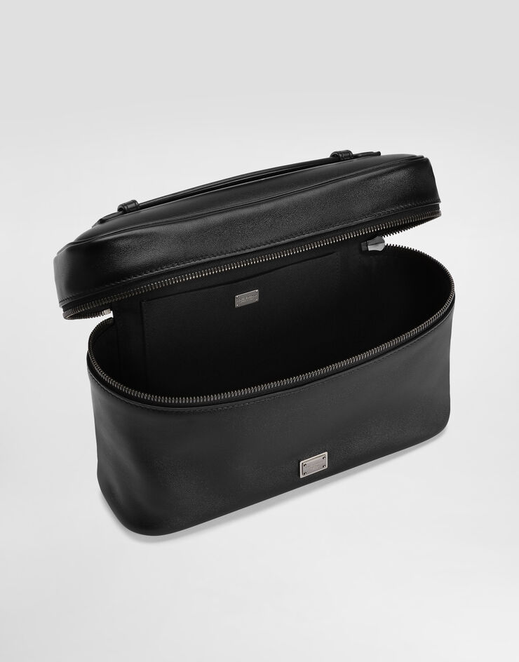 Dolce & Gabbana Trousse de toilette en cuir de veau nappa Noir BT3339AV956