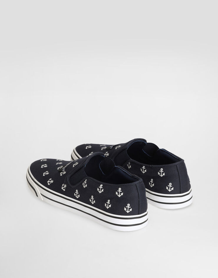 Dolce & Gabbana Sneakers DG Sailing en drill avec broderie Blue CS2428A0705