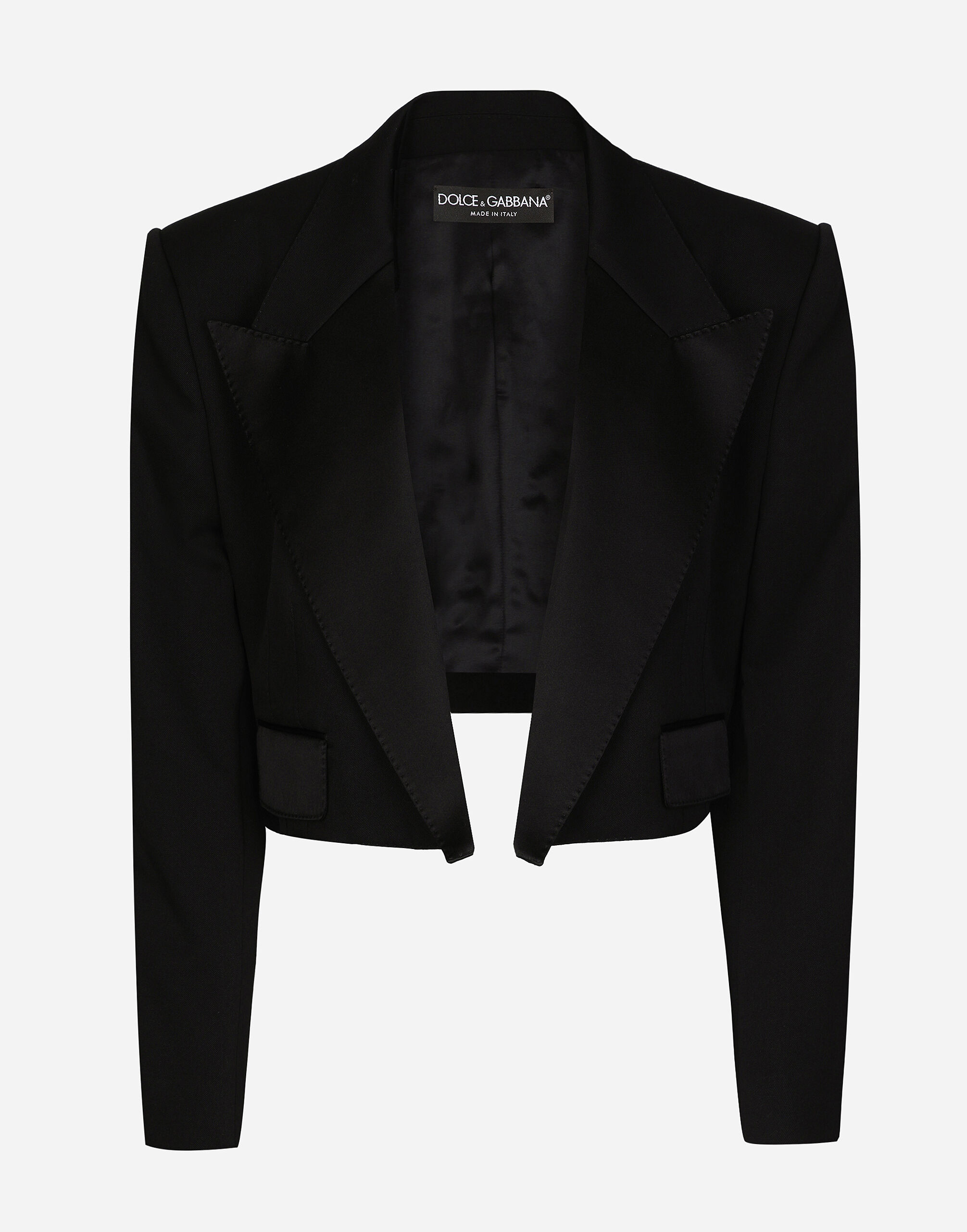 Dolce & Gabbana Wool gabardine Spencer tuxedo jacket White F29UCTFU1L6