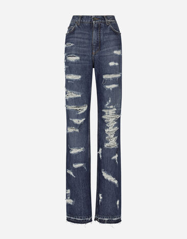 Dolce&Gabbana Denim jeans with rips Multicolor FTCR5DG8HT3