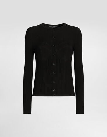 Dolce & Gabbana Ribbed viscose knit cardigan Black FXVETTJAIR5