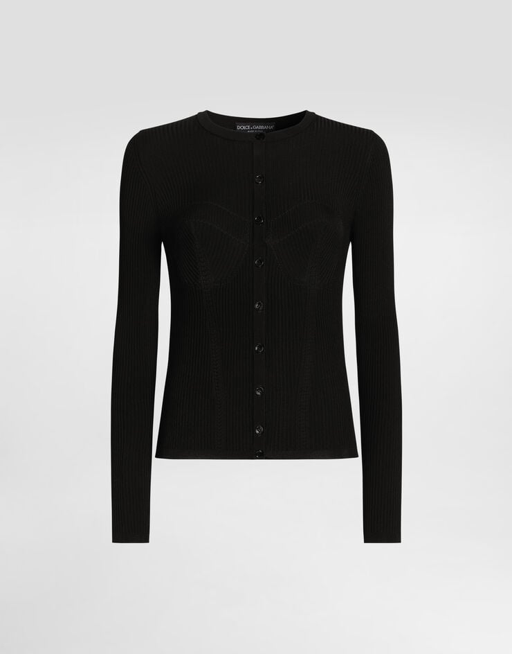 Dolce & Gabbana Ribbed viscose knit cardigan Dolce & Gabbana Ribbed viscose knit cardigan Black FXVETTJAIR5