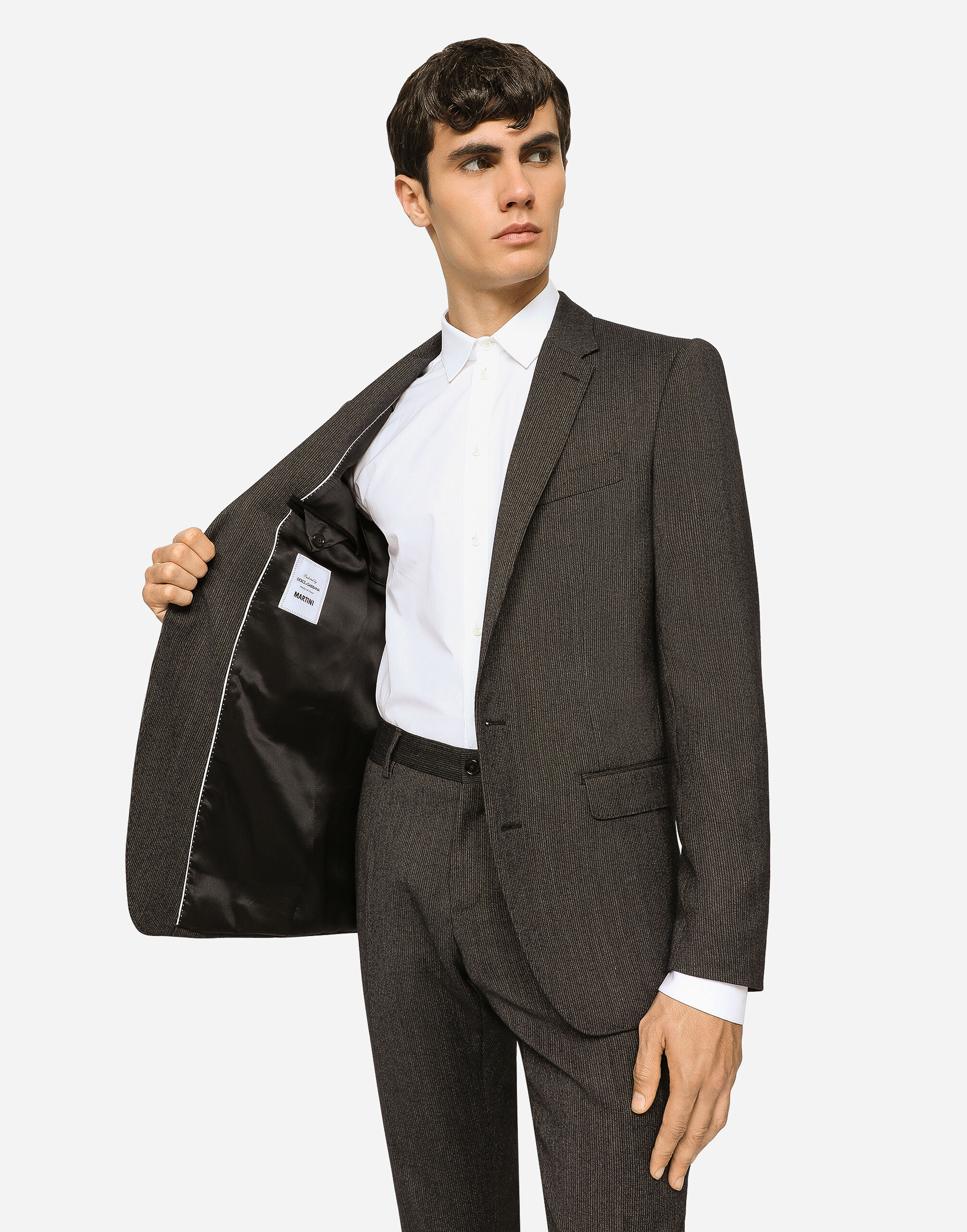 DOLCE&GABBANA スーツ 48サイズ グレーストライプ 裾直し済 美品 マルチカラーのメンズ Single-breasted pinstripe wool Martini-fit
