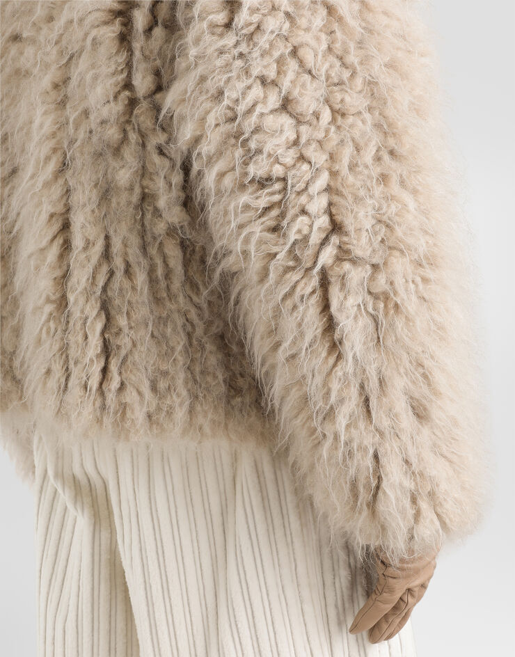 Dolce & Gabbana Fur-effect mohair cardigan Beige GXVBVTJGMMS