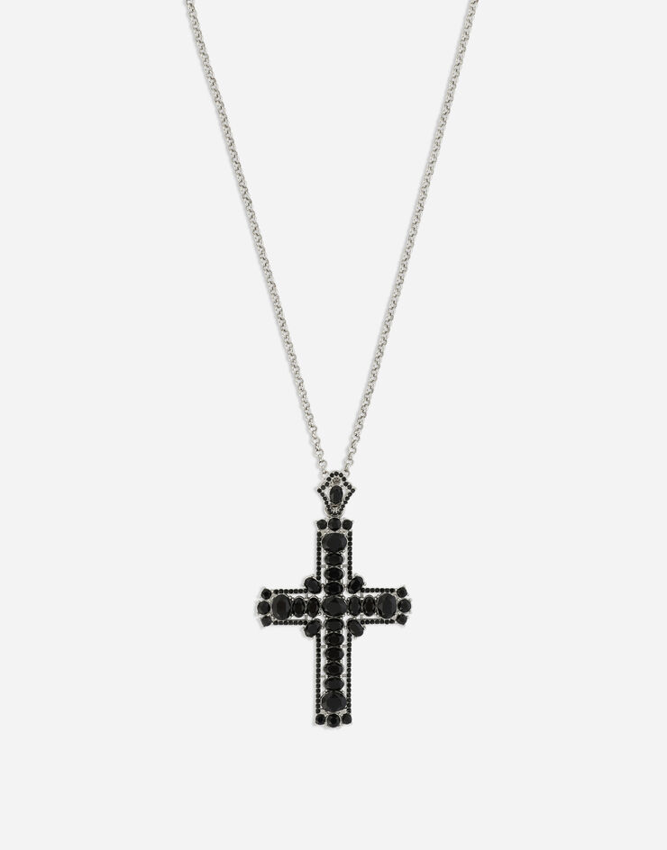 KIM DOLCE&GABBANA Necklace with rhinestone crystal cross in Black for