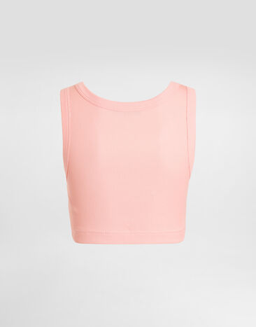 Dolce & Gabbana توب كت قصير من قطن بشعار Pink F8W40TGDDVK
