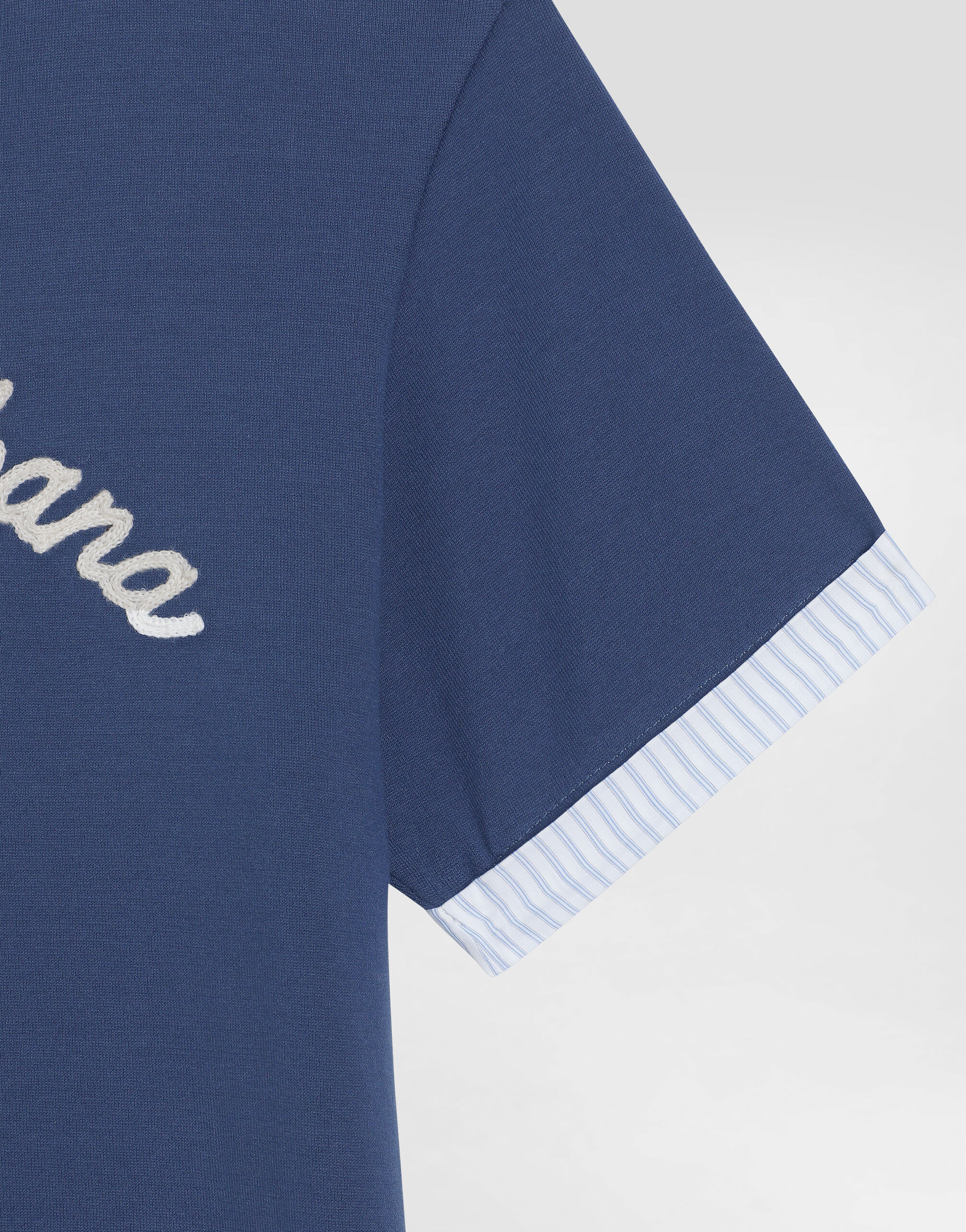 Jersey T-shirt with Dolce&Gabbana logo in Blue for Men