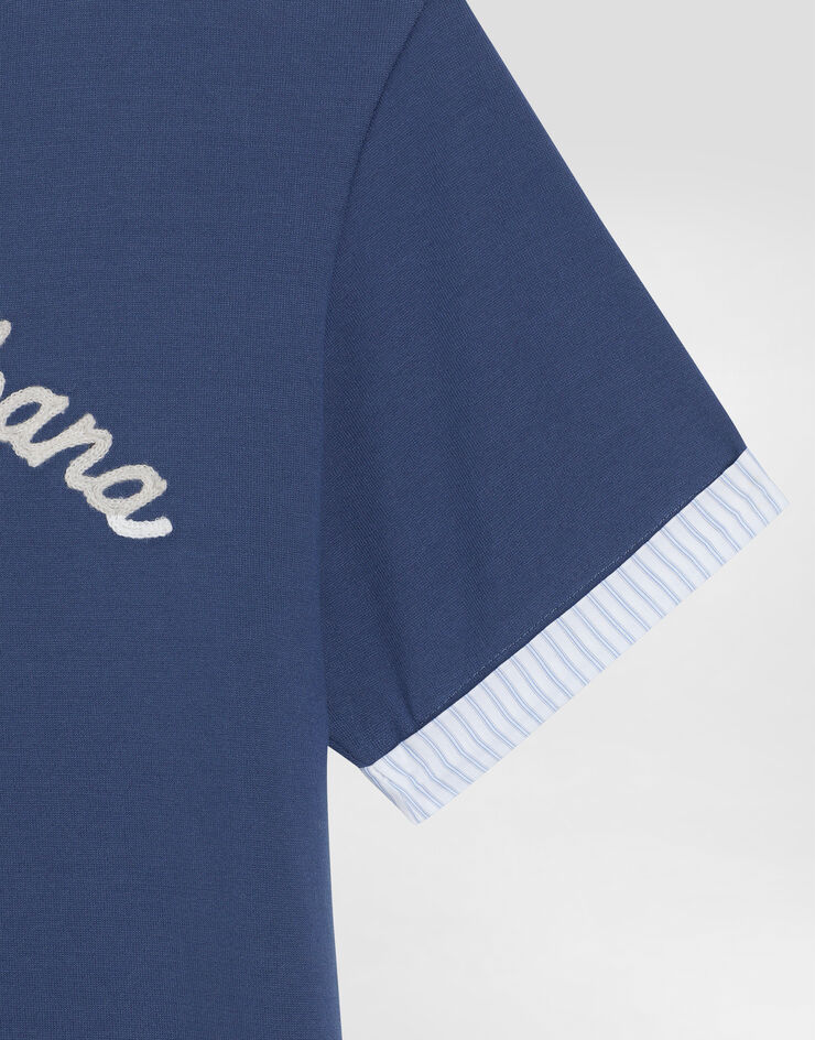 Dolce & Gabbana T-shirt in jersey con logo Dolce&Gabbana Blu L4JTIGG7OIE