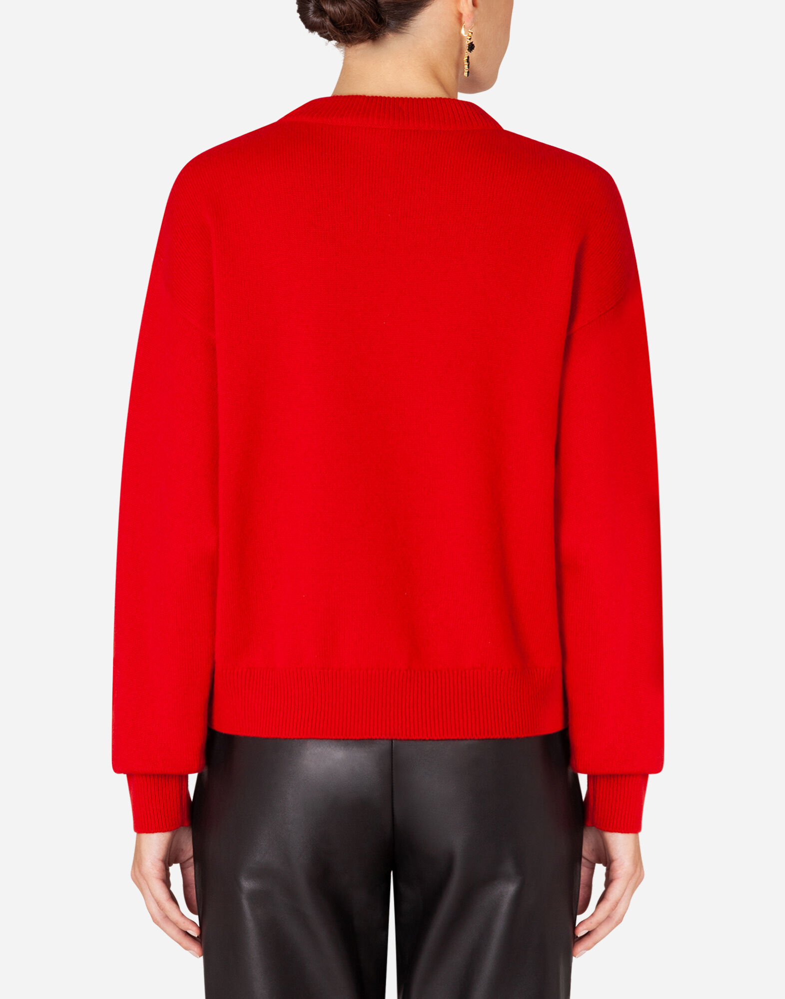 Cashmere sweater with logo intarsia