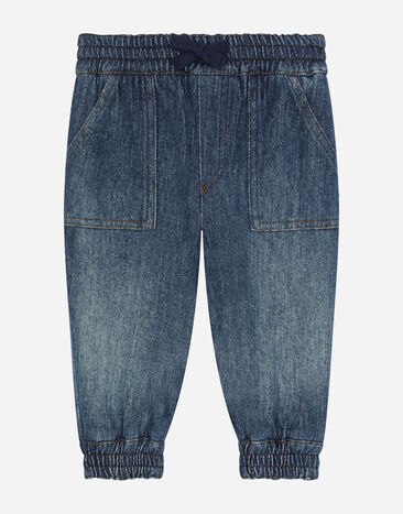 Dolce & Gabbana Pantalón de chándal en punto de denim con logotipo DG Imprima L23Q30FI5JU