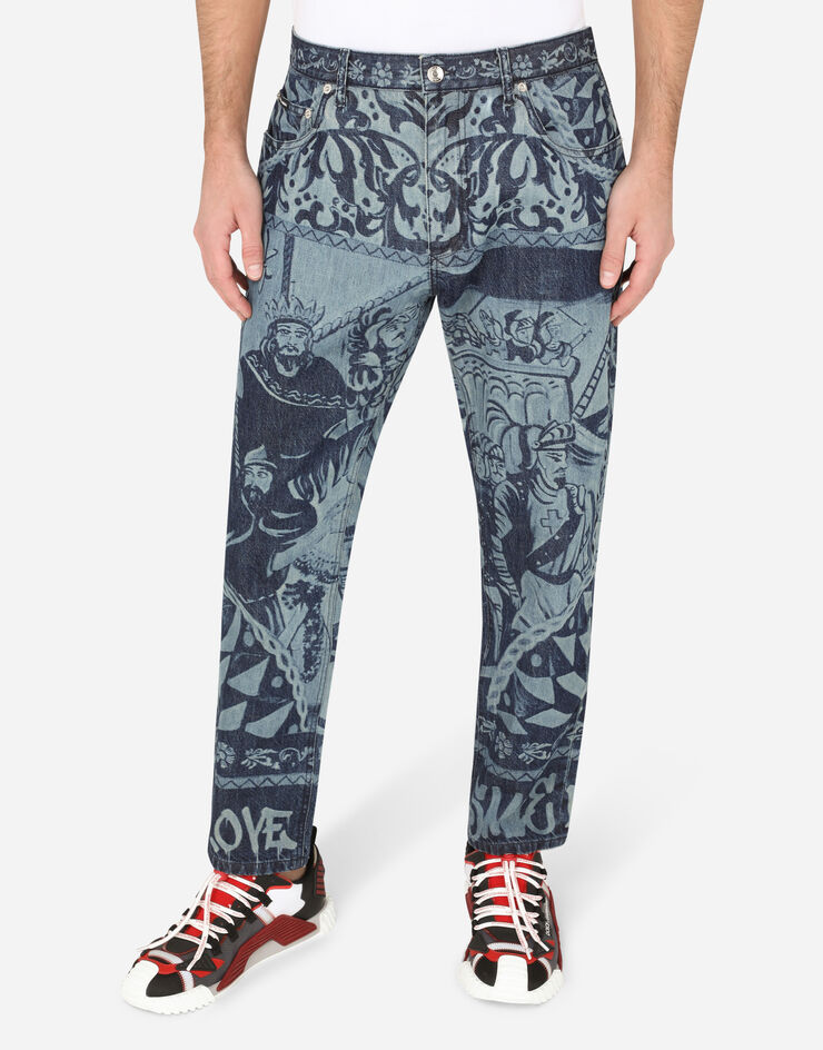 Dolce & Gabbana Loose jeans with carretto patchwork print AZUL GYJDADG8EF5