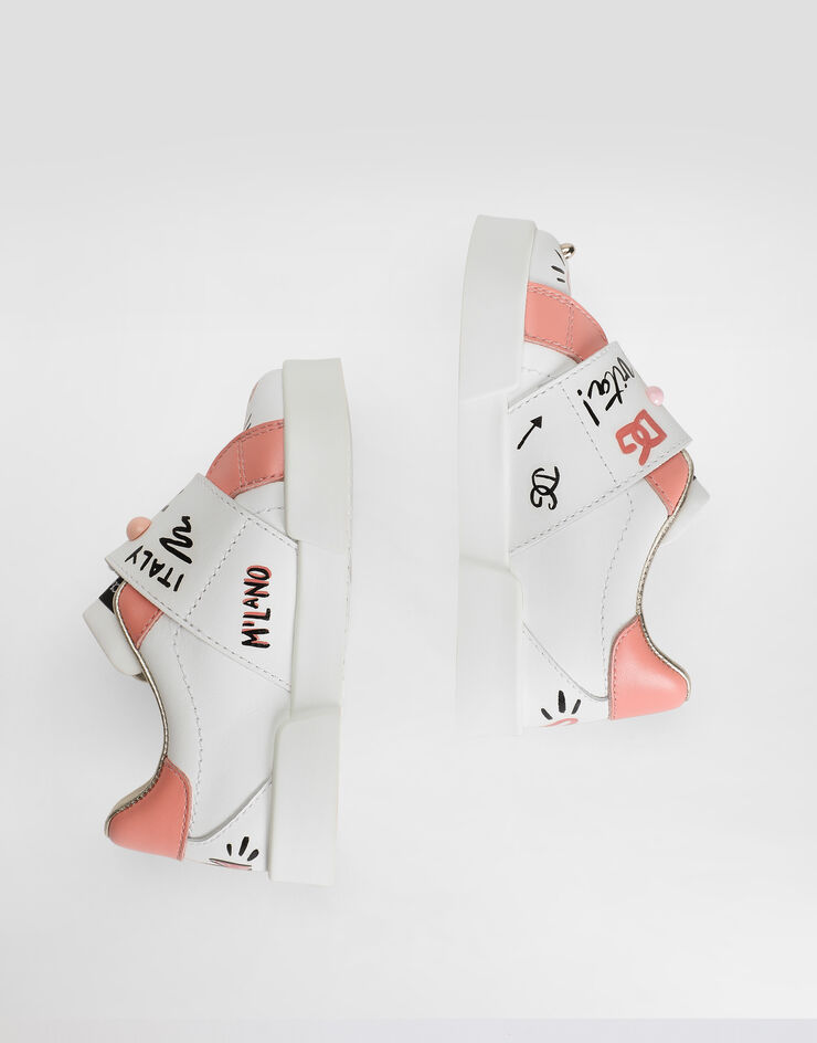 Dolce & Gabbana Calfskin sneakers with rhinestones Multicolor DN0143AZ260