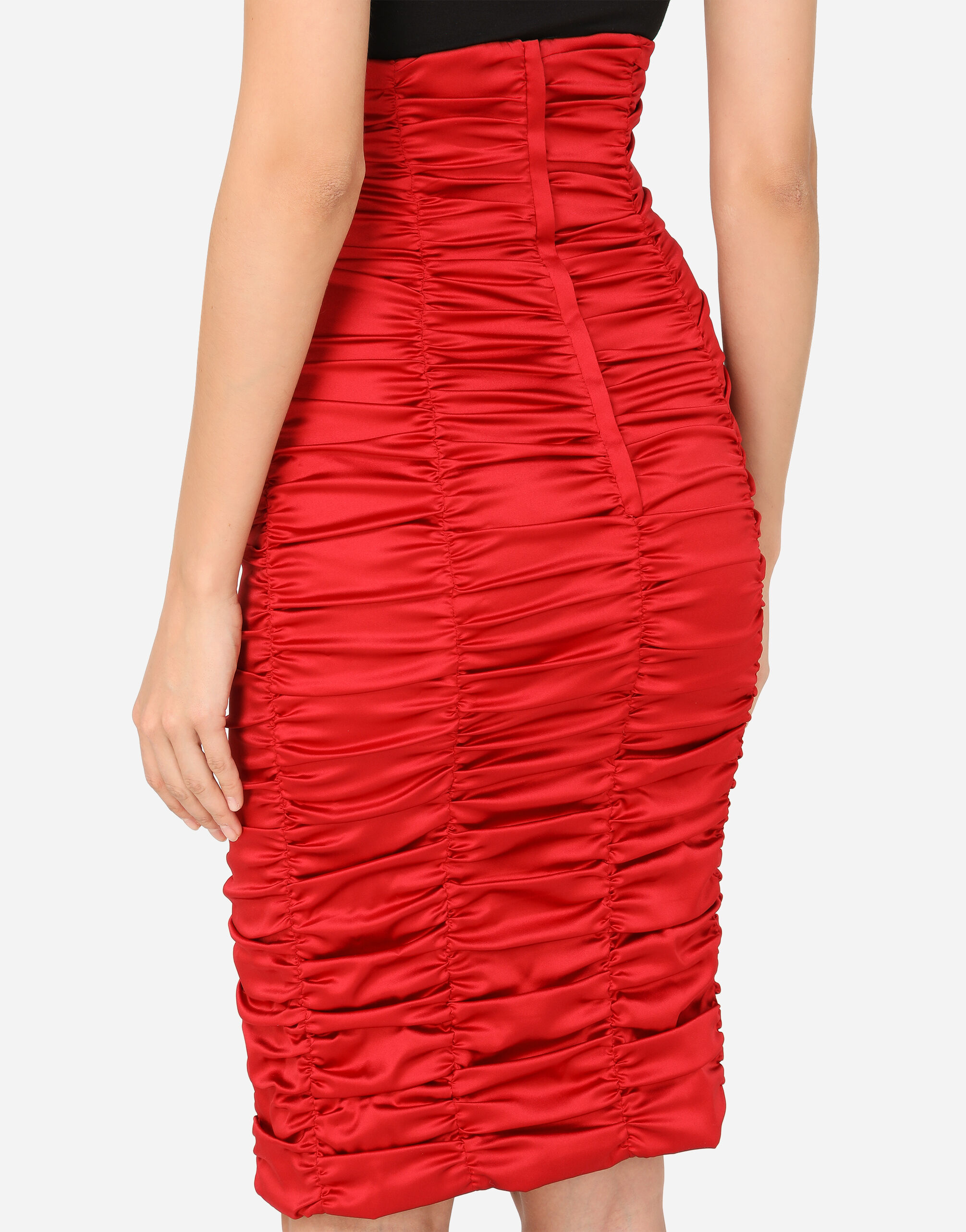 Short draped skirt in stretch satin