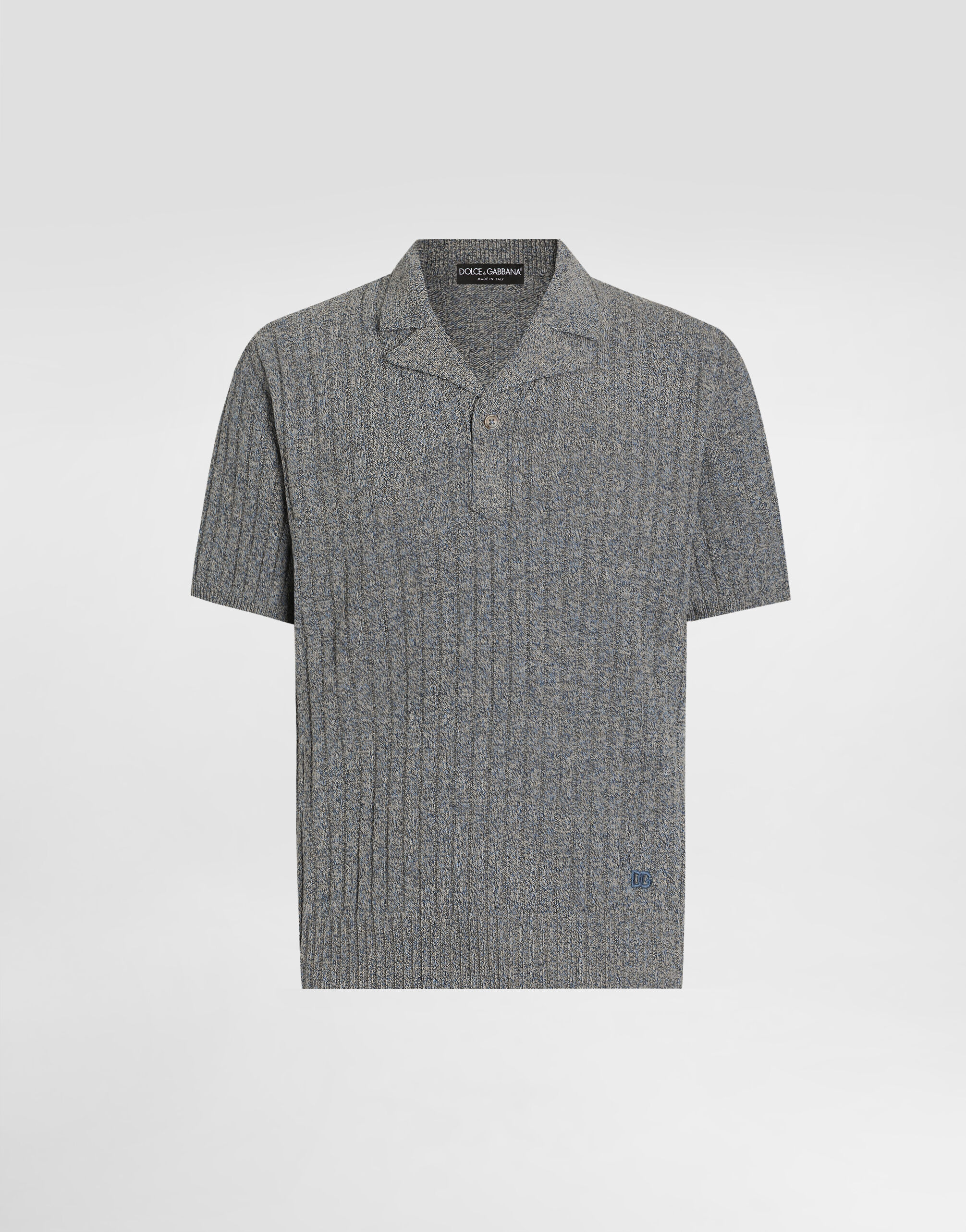 Ribbed cotton and linen polo shirt in Grey for Men | Dolce&Gabbana® US