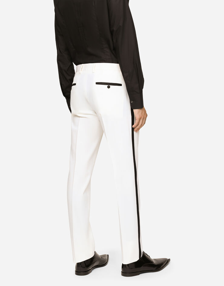 Dolce & Gabbana Double-breasted stretch wool Sicilia-fit tuxedo suit White GKHYMTFUBE7