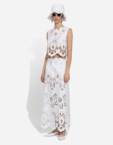Dolce & Gabbana Cotton crop top with cut-out detailing White F79FSZGDCJP