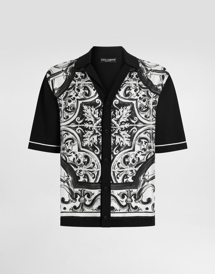 Dolce & Gabbana Camisa oversize con estampado de mayólica Multicolor GXVC0TJFMZG
