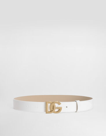 Dolce & Gabbana Patent leather logoed belt White EE0068A1067