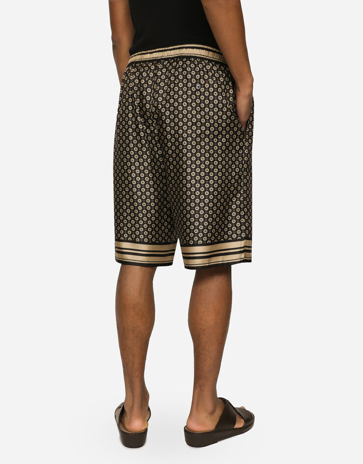 Dolce & Gabbana Silk twill jogging shorts with DG logo print Black GV37ATHI1LV