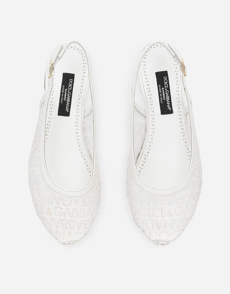 Dolce & Gabbana Slingback aus Netzgewebe mit Dolce&Gabbana-Logo Weiss D11284AU101