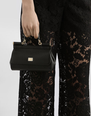 Dolce & Gabbana Bolso Sicily mini en piel de becerro Dauphine Negro BB7116B1001