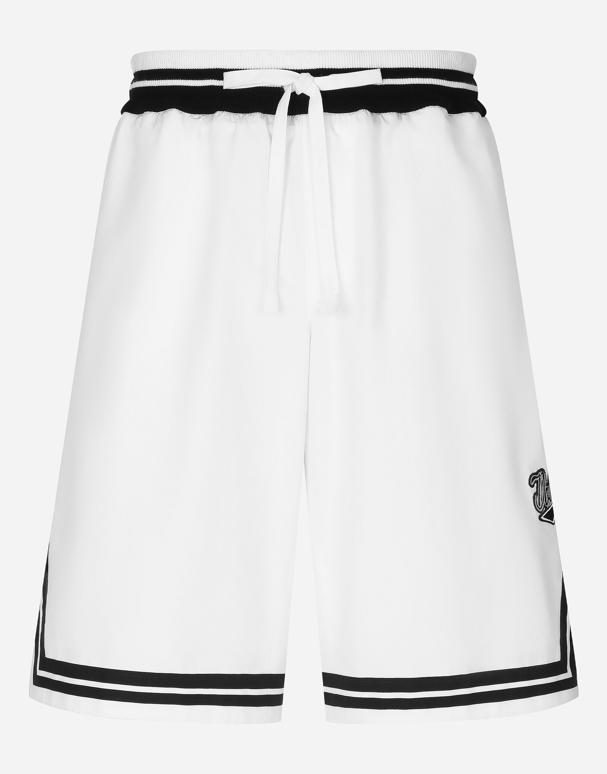 Cotton shorts with embroidered logo in White for Men Dolce Gabbana